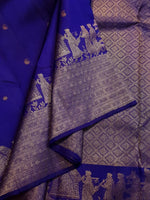 Load image into Gallery viewer, Classic Royal Blue Bridal Elegance Kanchipuram Handloom Silk Saree SS28042
