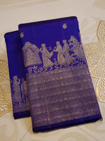 Load image into Gallery viewer, Classic Royal Blue Bridal Elegance Kanchipuram Handloom Silk Saree SS28042
