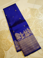 Load image into Gallery viewer, Classic Royal Blue Bridal Elegance Kanchipuram Handloom Silk Saree SS28042
