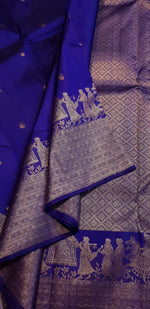 Load image into Gallery viewer, Classic Royal Blue Bridal Elegance Kanchipuram Handloom Silk Saree SS28042
