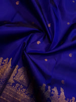 Load image into Gallery viewer, Classic Royal Blue Bridal Elegance Kanchipuram Handloom Silk Saree SS28042
