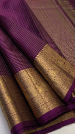 Load image into Gallery viewer, Classic Berry Plum Checks Jaquard Elegance Handloom Soft Silk Saree SS28033
