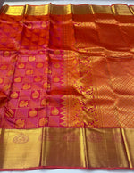 Load image into Gallery viewer, Classic Pinkish Orange 2gm Zari Bridal Elegance Kanchipuram Handloom Silk Saree SS28029
