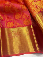 Load image into Gallery viewer, Classic Pinkish Orange 2gm Zari Bridal Elegance Kanchipuram Handloom Silk Saree SS28029
