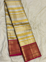 Load image into Gallery viewer, Classic Gold &amp; Silver Deep Pink Bridal Elegance Kanchipuram Handloom Silk Saree SS28045
