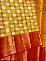 Load image into Gallery viewer, Classic Lime Green Checks Bridal Elegance Kanchipuram Handloom Silk Saree SS28050
