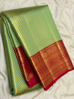 Load image into Gallery viewer, Classic Golden Lime Green Bridal Elegance Kanchipuram Handloom Silk Saree SS28056
