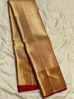 Load image into Gallery viewer, Classic Gold &amp; Red Bridal Elegance Kanchipuram Handloom Silk Saree SS28058

