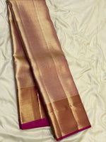 Load image into Gallery viewer, Classic Gold &amp; Ruby Pink Bridal Elegance Kanchipuram Handloom Silk Saree SS28059
