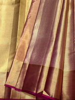 Load image into Gallery viewer, Classic Gold &amp; Ruby Pink Bridal Elegance Kanchipuram Handloom Silk Saree SS28059

