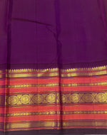 Load image into Gallery viewer, Classic Golden Yellow &amp; Plum Elegance Kanchipuram Handloom Silk Saree SS28044
