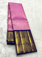 Load image into Gallery viewer, Classic Baby Pink &amp; Navy Blue 2gm Zari Elegance Kanchipuram Handloom Silk Saree SS28128
