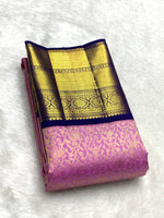 Load image into Gallery viewer, Classic Baby Pink &amp; Navy Blue 2gm Zari Elegance Kanchipuram Handloom Silk Saree SS28128
