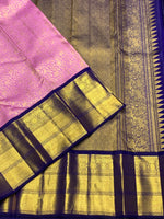 Load image into Gallery viewer, Classic Baby Pink &amp; Navy Blue 2gm Zari Elegance Kanchipuram Handloom Silk Saree SS28128
