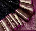 Load image into Gallery viewer, Classic Charcoal Black &amp; Orchid Pink 2gm Zari Elegance Kanchipuram Handloom Silk Saree SS28135
