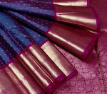 Load image into Gallery viewer, Classic Steel Blue &amp; Wine Pink 2gm Zari Elegance Kanchipuram Handloom Silk Saree SS28132
