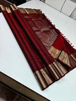 Load image into Gallery viewer, Classic Garnet Red 2gm Zari Elegance Kanchipuram Handloom Silk Saree SS28133
