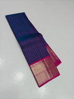 Load image into Gallery viewer, Classic Steel Blue &amp; Wine Pink 2gm Zari Elegance Kanchipuram Handloom Silk Saree SS28132
