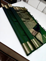 Load image into Gallery viewer, Classic Pine Green 2gm Zari Elegance Kanchipuram Handloom Silk Saree SS28131
