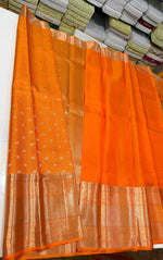 Load image into Gallery viewer, Classic Princeton Orange Bridal Elegance Kanchipuram Handloom Silk Saree SS28146
