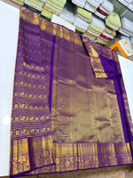 Load image into Gallery viewer, Classic Eminence Violet Brocade Bridal Elegance Kanchipuram Handloom Silk Saree SS28152
