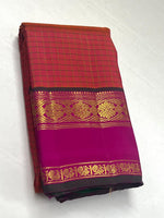 Load image into Gallery viewer, Classic Deep Cerise Pink &amp; Brick Orange 2gm Zari Bridal Elegance Kanchipuram Handloom Silk Saree SS28163
