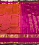 Load image into Gallery viewer, Classic Deep Cerise Pink &amp; Brick Orange 2gm Zari Bridal Elegance Kanchipuram Handloom Silk Saree SS28163
