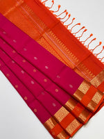 Load image into Gallery viewer, Classic Deep Pink &amp; Orange Elegance Handloom Soft Silk Saree SS28158
