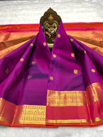 Load image into Gallery viewer, Classic Purple &amp; Brick Red Bridal Elegance Kanchipuram Handloom Silk Saree SS28153
