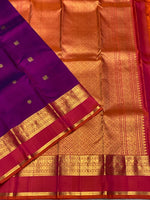 Load image into Gallery viewer, Classic Purple &amp; Brick Red Bridal Elegance Kanchipuram Handloom Silk Saree SS28153
