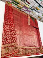 Load image into Gallery viewer, Classic Crimson Red Anumol Wedding Saree 2gm Zari Meenakari Bridal Tissue  Elegance Kanchipuram Handloom Silk Saree SS28263
