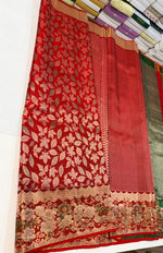 Load image into Gallery viewer, Classic Crimson Red Anumol Wedding Saree 2gm Zari Meenakari Bridal Tissue  Elegance Kanchipuram Handloom Silk Saree SS28263
