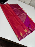 Load image into Gallery viewer, Classic Rose Pink &amp; Fuchsia 2gm Zari Elegance Kanchipuram Handloom Silk Saree SS28265
