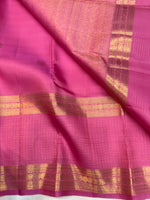 Load image into Gallery viewer, Classic Orchid Pink 2gm Zari Double Border Checks Bridal Elegance Kanchipuram Handloom Silk Saree SS28264
