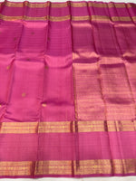 Load image into Gallery viewer, Classic Orchid Pink 2gm Zari Double Border Checks Bridal Elegance Kanchipuram Handloom Silk Saree SS28264
