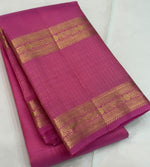 Load image into Gallery viewer, Classic Orchid Pink 2gm Zari Double Border Checks Bridal Elegance Kanchipuram Handloom Silk Saree SS28264
