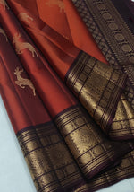 Load image into Gallery viewer, Classic Cinnamon Brown &amp; Walnut Brown Double Warp Elegance Handloom Soft Silk Saree SS28383
