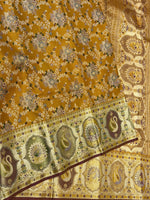 Load image into Gallery viewer, Classic Golden Mustard Yellow 2gm Zari Meenakari Designer Brocade Bridal Elegance Kanchipuram Handloom Silk Saree SS28412
