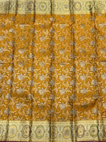 Load image into Gallery viewer, Classic Golden Mustard Yellow 2gm Zari Meenakari Designer Brocade Bridal Elegance Kanchipuram Handloom Silk Saree SS28412
