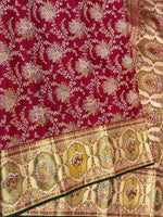 Load image into Gallery viewer, Classic Ruby Pink Fern Green &amp; Gold 2gm Zari Meenakari Designer Brocade Bridal Elegance Kanchipuram Handloom Silk Saree SS28411
