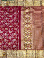 Load image into Gallery viewer, Classic Ruby Pink Fern Green &amp; Gold 2gm Zari Meenakari Designer Brocade Bridal Elegance Kanchipuram Handloom Silk Saree SS28411

