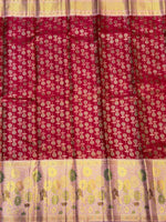 Load image into Gallery viewer, Classic Cherry Red Blush Pink &amp; Gold 2gm Zari Meenakari Designer Brocade Tissue Bridal Elegance Kanchipuram Handloom Silk Saree SS28409

