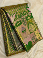 Load image into Gallery viewer, Classic Forest Green 2gm Zari Designer Brocade Bridal Elegance Kanchipuram Handloom Silk Saree SS28407
