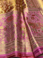 Load image into Gallery viewer, Classic Pastel Pink Shimmer Gold 2gm Zari Tissue Bridal Elegance Kanchipuram Handloom Silk Saree SS28405
