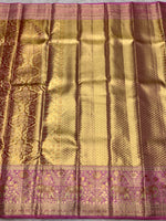 Load image into Gallery viewer, Classic Pastel Pink Shimmer Gold 2gm Zari Tissue Bridal Elegance Kanchipuram Handloom Silk Saree SS28405
