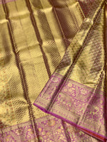 Load image into Gallery viewer, Classic Pastel Pink Shimmer Gold 2gm Zari Tissue Bridal Elegance Kanchipuram Handloom Silk Saree SS28405
