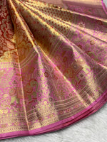 Load image into Gallery viewer, Classic Pastel Pink Shimmer Gold 2gm Zari Tissue Bridal Elegance Kanchipuram Handloom Silk Saree SS28405
