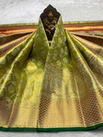 Load image into Gallery viewer, Classic Pastel Spring Green Shimmer Gold 2gm Zari Tissue Bridal Elegance Kanchipuram Handloom Silk Saree SS28403
