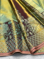 Load image into Gallery viewer, Classic Pastel Blue Shimmer Gold 2gm Zari Tissue Bridal Elegance Kanchipuram Handloom Silk Saree SS28404
