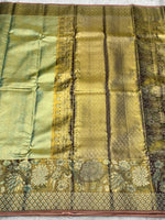 Load image into Gallery viewer, Classic Pastel Blue Shimmer Gold 2gm Zari Tissue Bridal Elegance Kanchipuram Handloom Silk Saree SS28404
